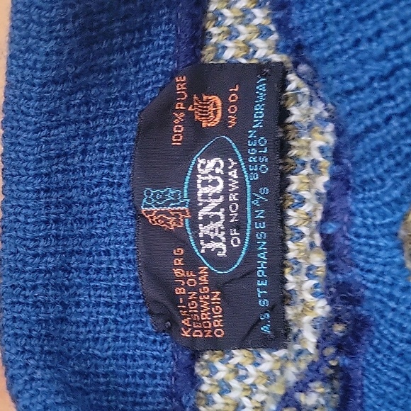 Vintage Janus Of Norway Men's Wool Blend Geometric Print Crew - Picture 7 of 8